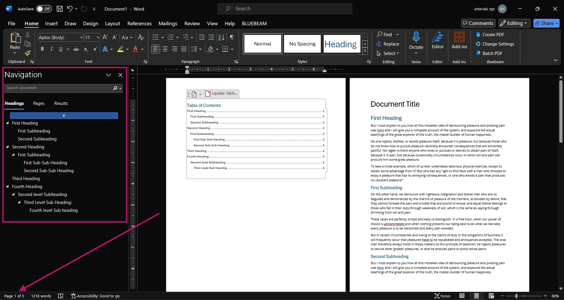 How to Add Table of Contents in Word